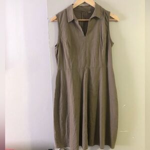 Tahari Sleeveless Khaki Midi Dress
